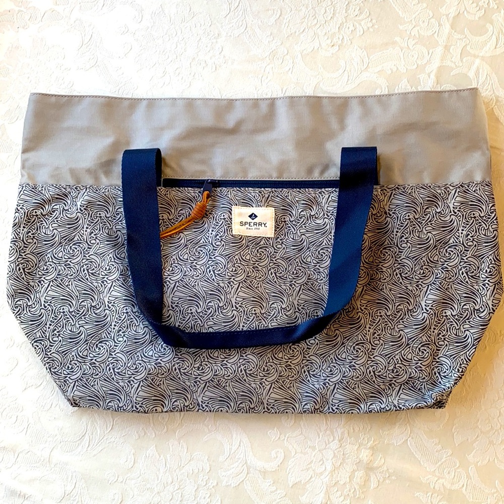 Speedy Tote bag, grey blue wave pattern NWT